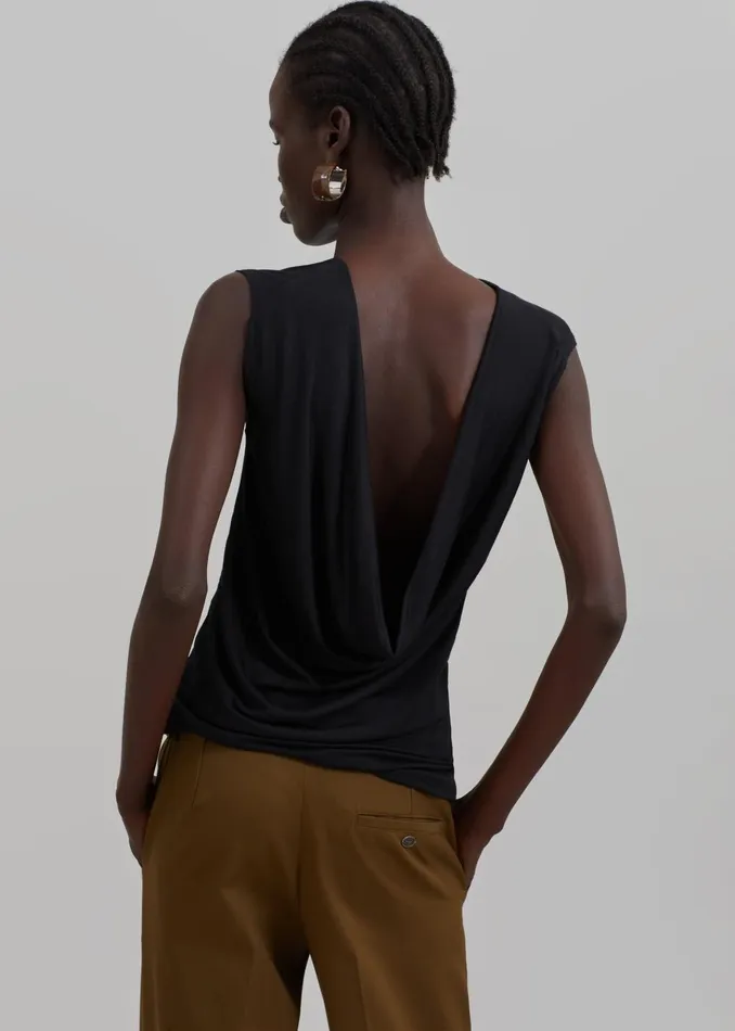 Women Salma Drop Back Blouse 8211 Black The Frankie Shop Tops