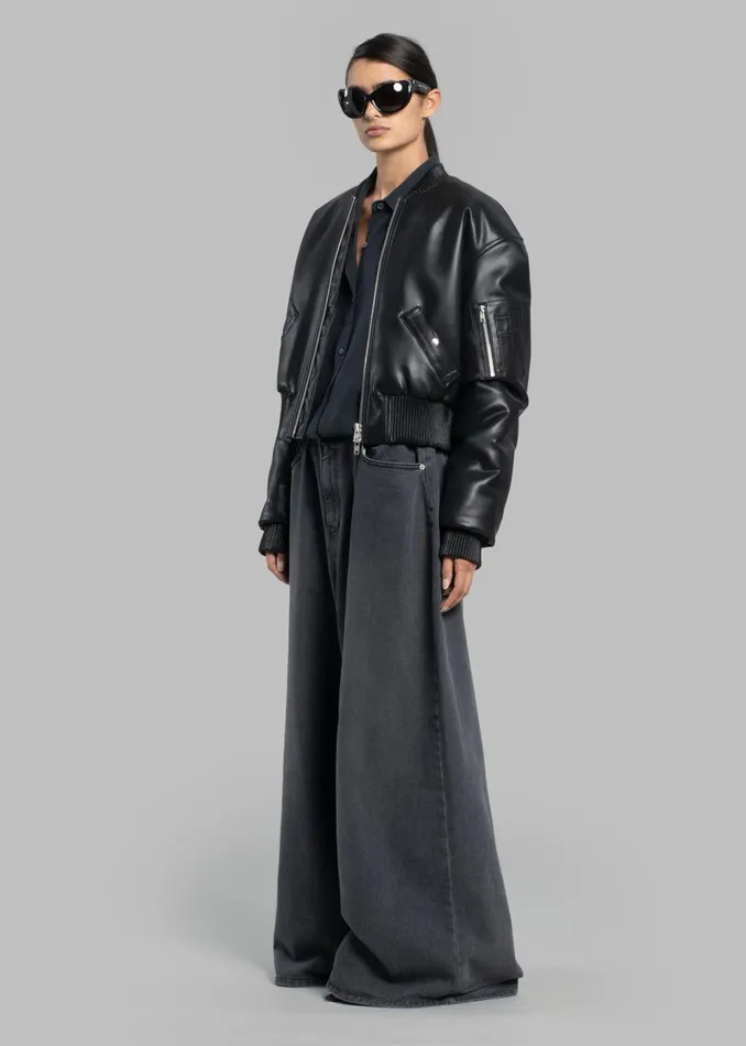 Women Sasha Wide Leg Jeans 8211 Dark Grey The Frankie Shop Bottoms