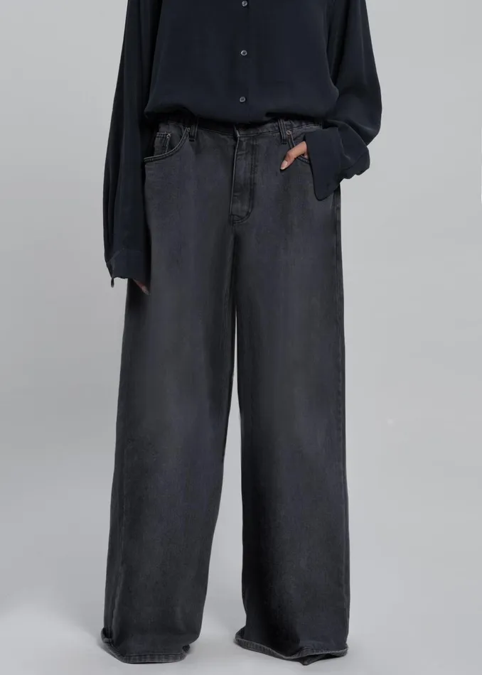 Women Sasha Wide Leg Jeans 8211 Dark Grey The Frankie Shop Bottoms