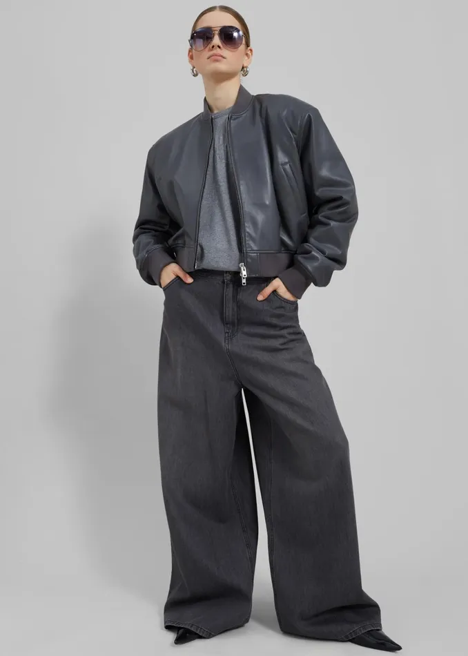 Women Sasha Wide Leg Jeans 8211 Dark Grey The Frankie Shop Bottoms
