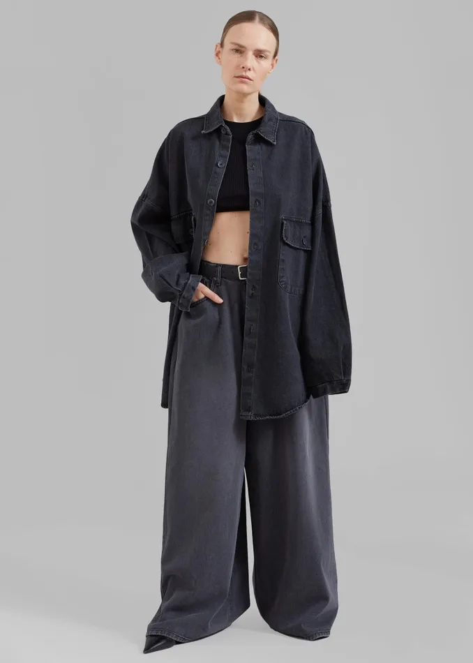 Women Sasha Wide Leg Jeans 8211 Dark Grey The Frankie Shop Bottoms