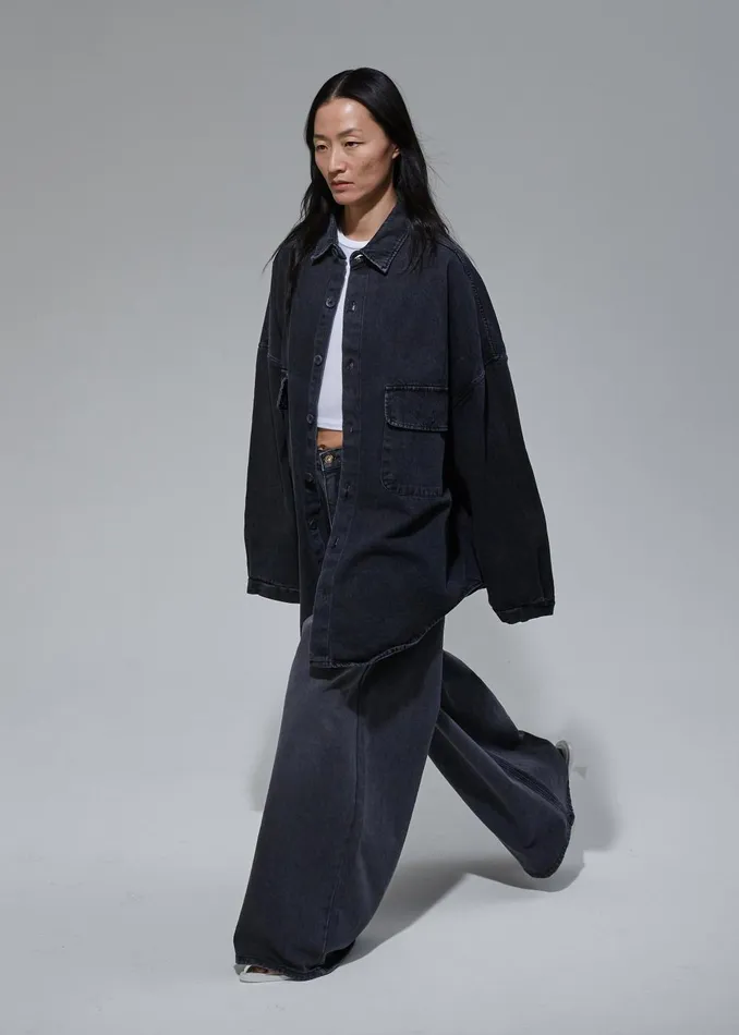 Women Sasha Wide Leg Jeans 8211 Dark Grey The Frankie Shop Bottoms