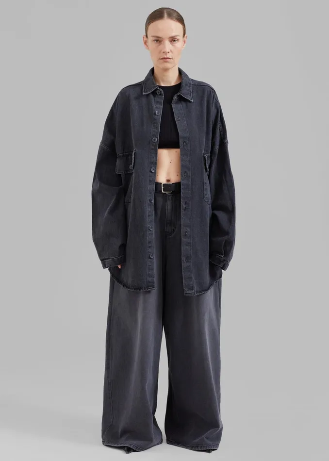 Women Sasha Wide Leg Jeans 8211 Dark Grey The Frankie Shop Bottoms