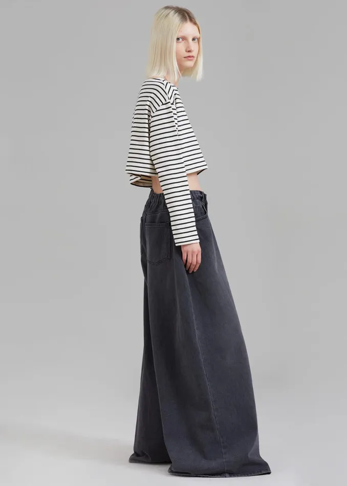 Women Sasha Wide Leg Jeans 8211 Dark Grey The Frankie Shop Bottoms