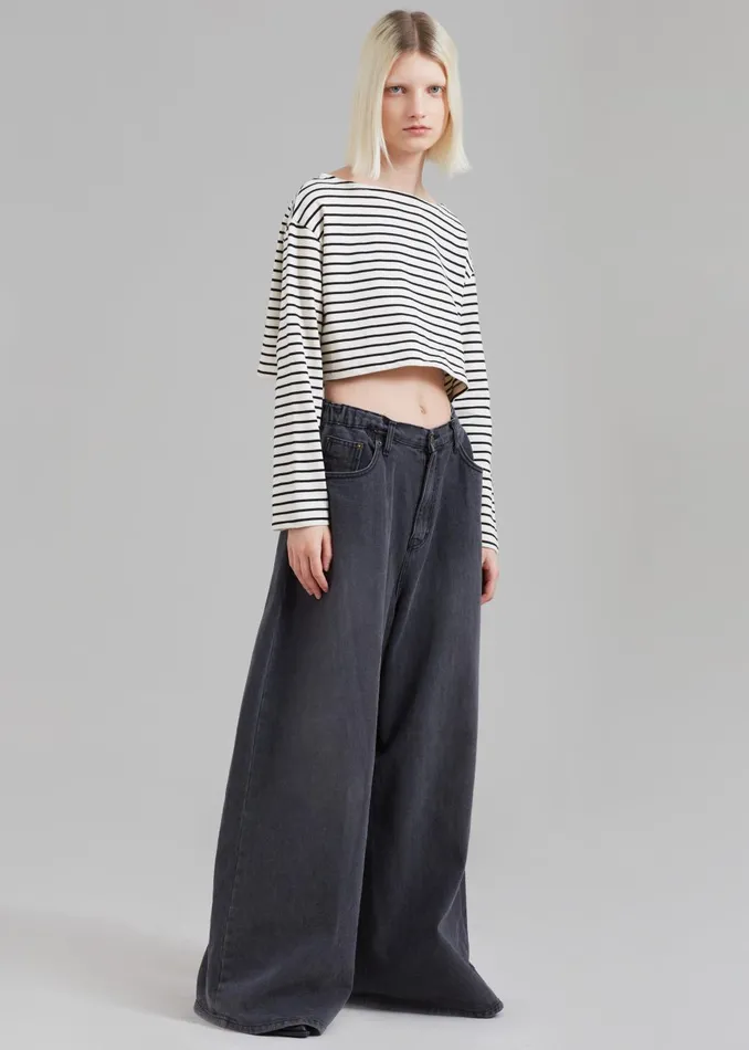 Women Sasha Wide Leg Jeans 8211 Dark Grey The Frankie Shop Bottoms