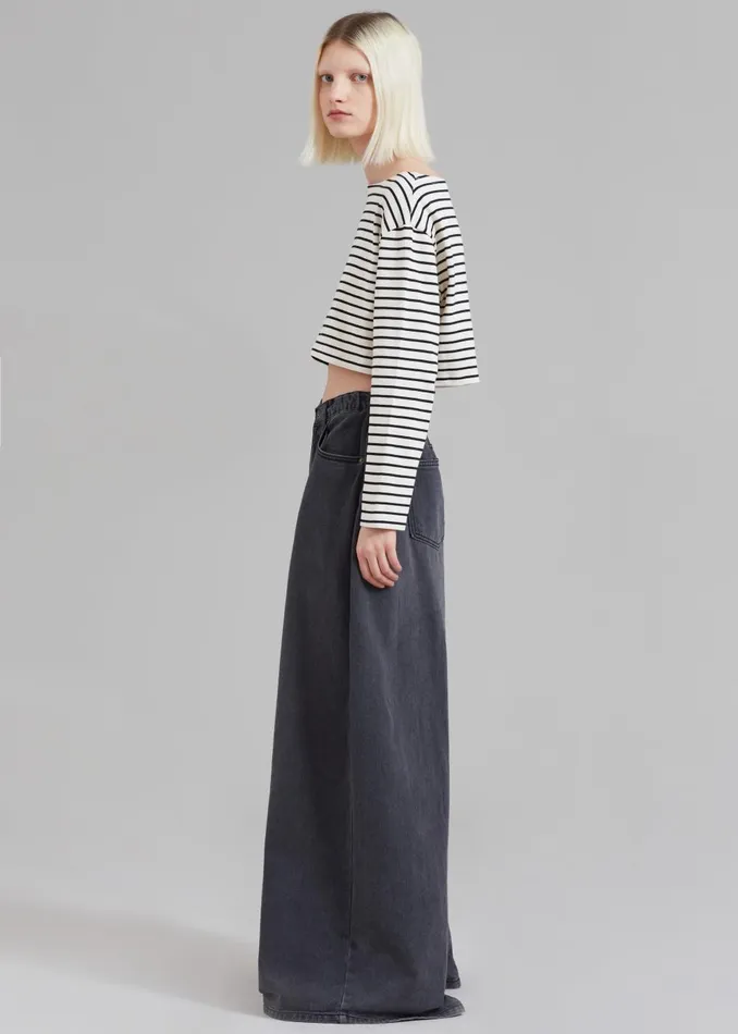 Women Sasha Wide Leg Jeans 8211 Dark Grey The Frankie Shop Bottoms