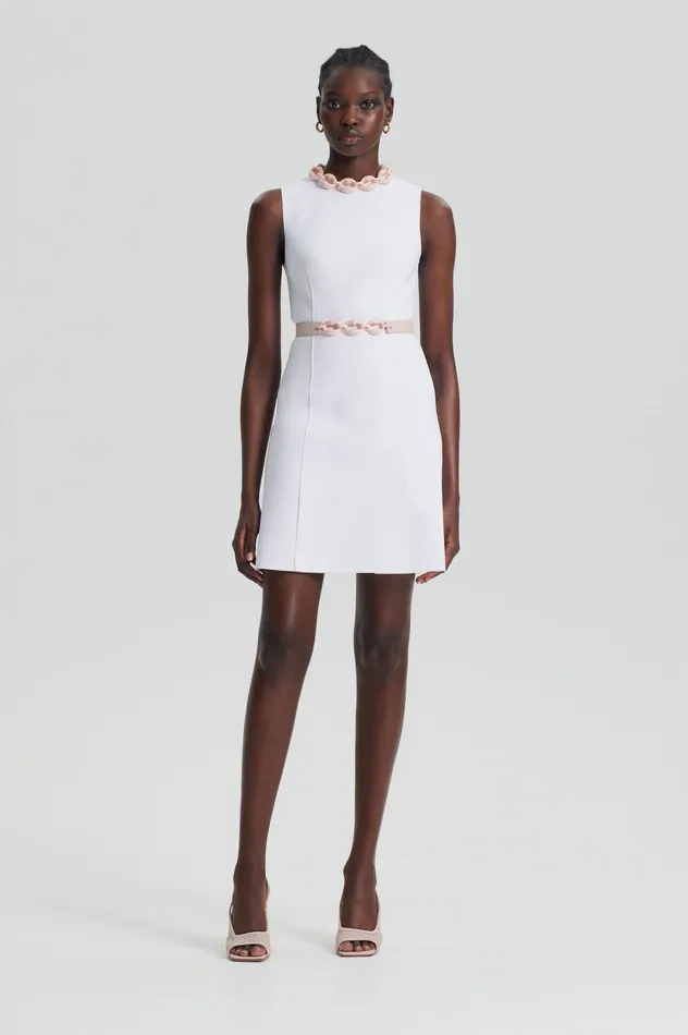 Women Scanlan Theodore SCUBA MINI DRESS WHITE Dresses