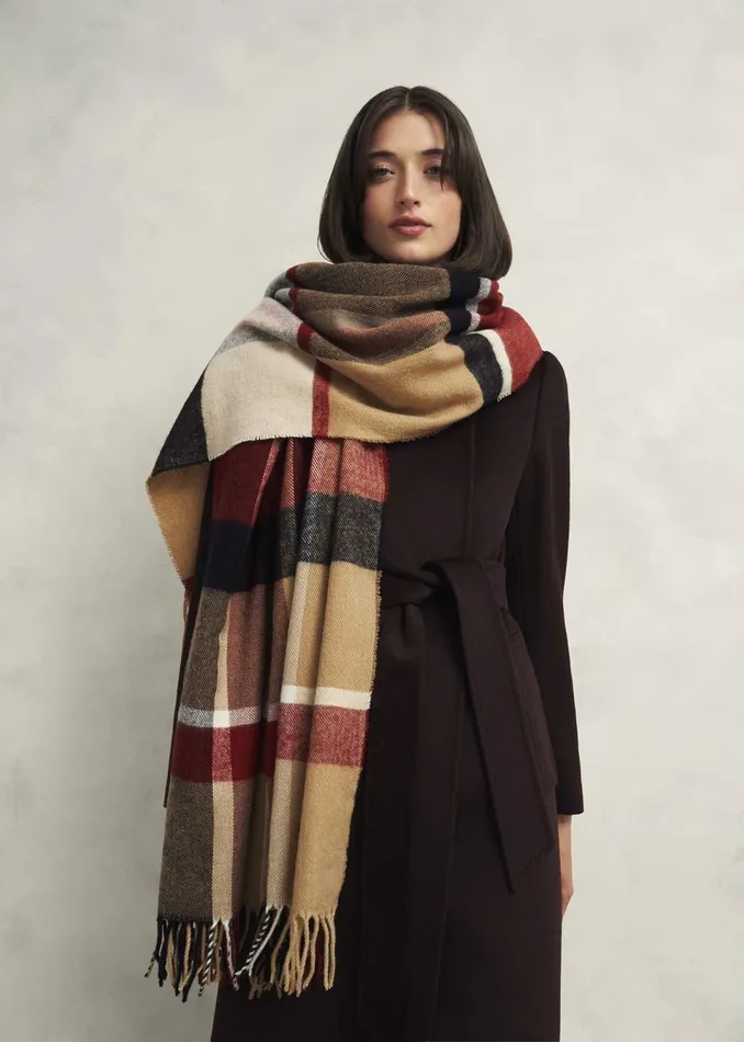 Women Scarves Hobbs Connie Blanket Scarf Red Multi