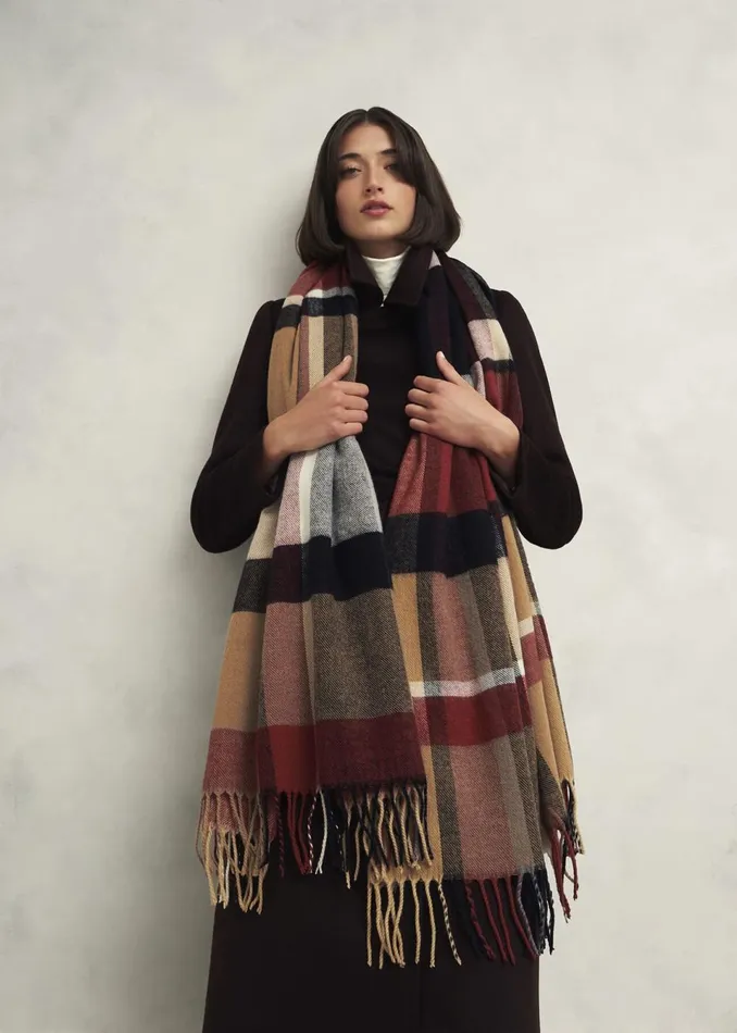 Women Scarves Hobbs Connie Blanket Scarf Red Multi