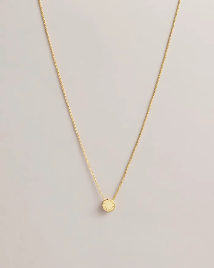 Women SEBILLE 8211 Crystal Logo Engraved Pendant Necklace Gold Colour Ted Baker Jewellery