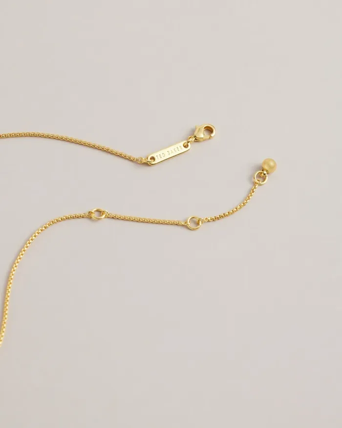 Women SEBILLE 8211 Crystal Logo Engraved Pendant Necklace Gold Colour Ted Baker Jewellery