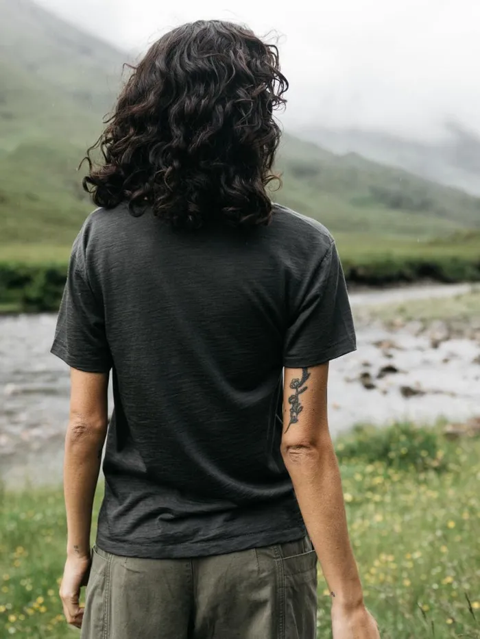 Women Seeker Merino Scoop Neck TShirt Raven Black Finisterre Tops and Shirts