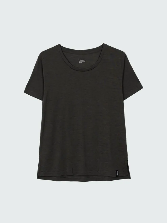 Women Seeker Merino Scoop Neck TShirt Raven Black Finisterre Tops and Shirts