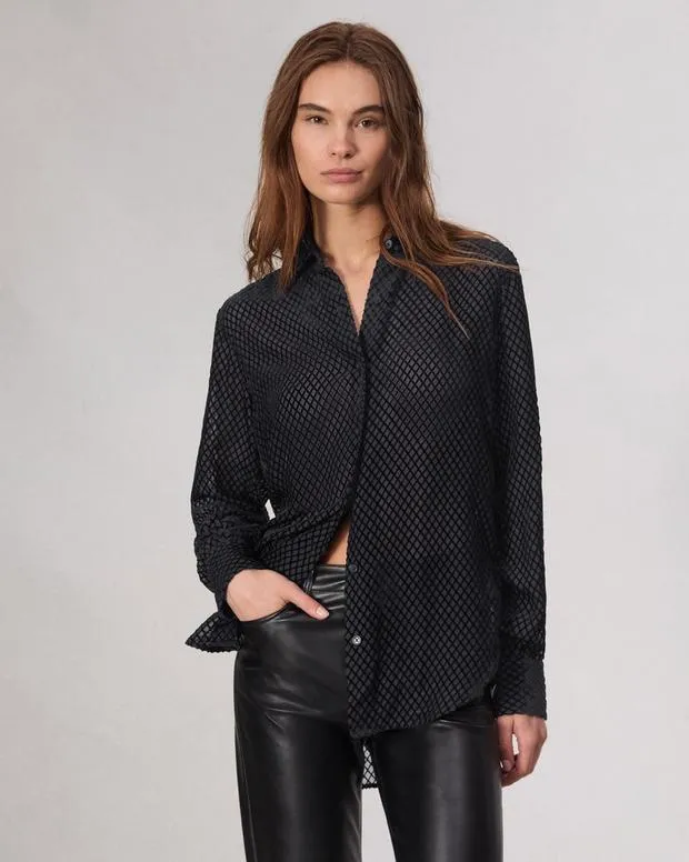 Women Shirts and Tops Rag and Bone Lila Patterned Shirt Black