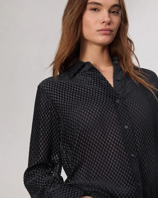Women Shirts and Tops Rag and Bone Lila Patterned Shirt Black