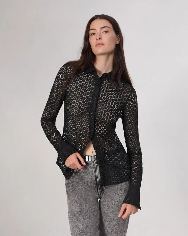Women Shirts and Tops Rag and Bone Yvette Lace Shirt Black
