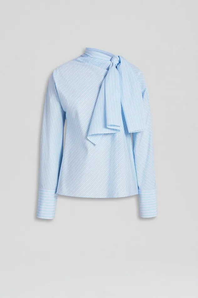Women Shirts Scanlan Theodore STRIPE CRAVAT SHIRT PALEBLUE