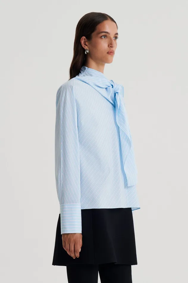 Women Shirts Scanlan Theodore STRIPE CRAVAT SHIRT PALEBLUE