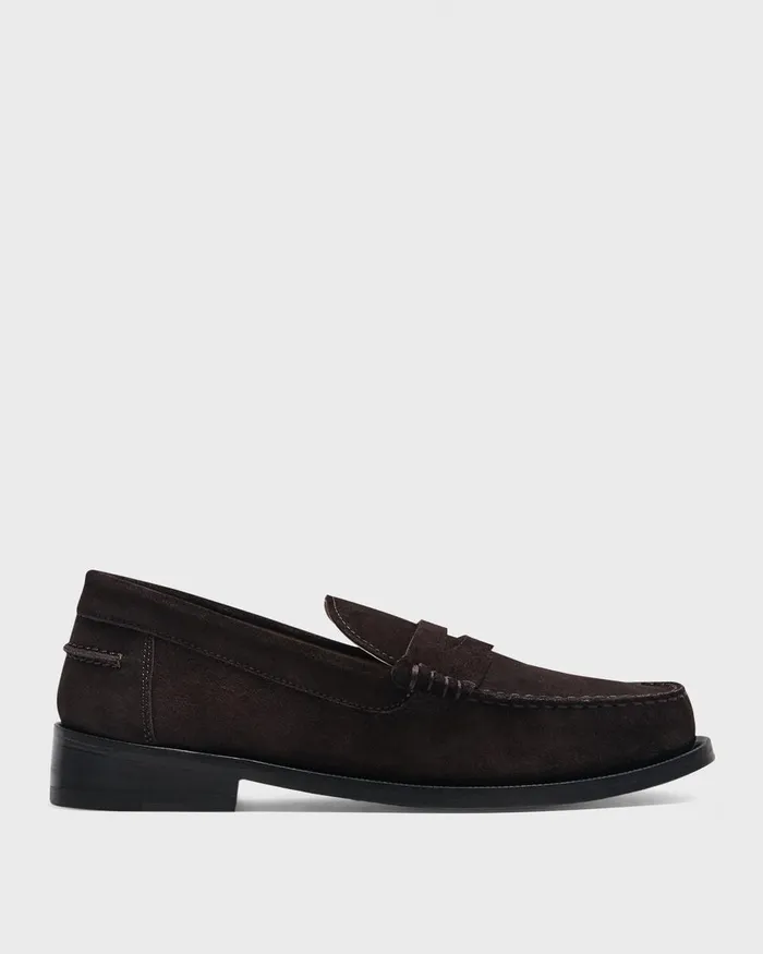 Women Shoes Theory City Loafer In Suede Hickory