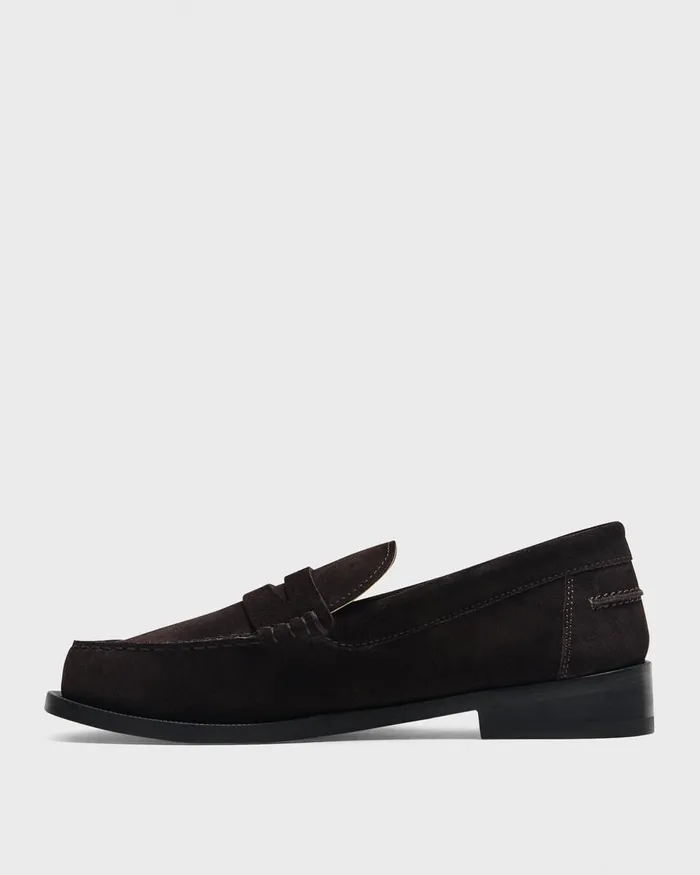 Women Shoes Theory City Loafer In Suede Hickory