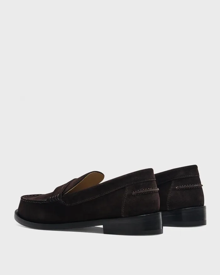 Women Shoes Theory City Loafer In Suede Hickory