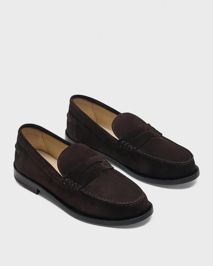 Women Shoes Theory City Loafer In Suede Hickory