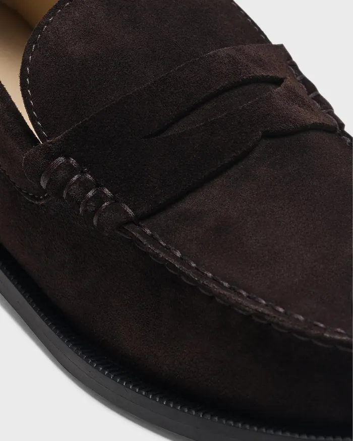 Women Shoes Theory City Loafer In Suede Hickory