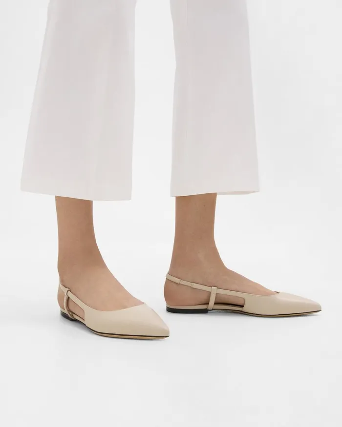 Women Shoes Theory Slingback Flat In Leather Light Nude