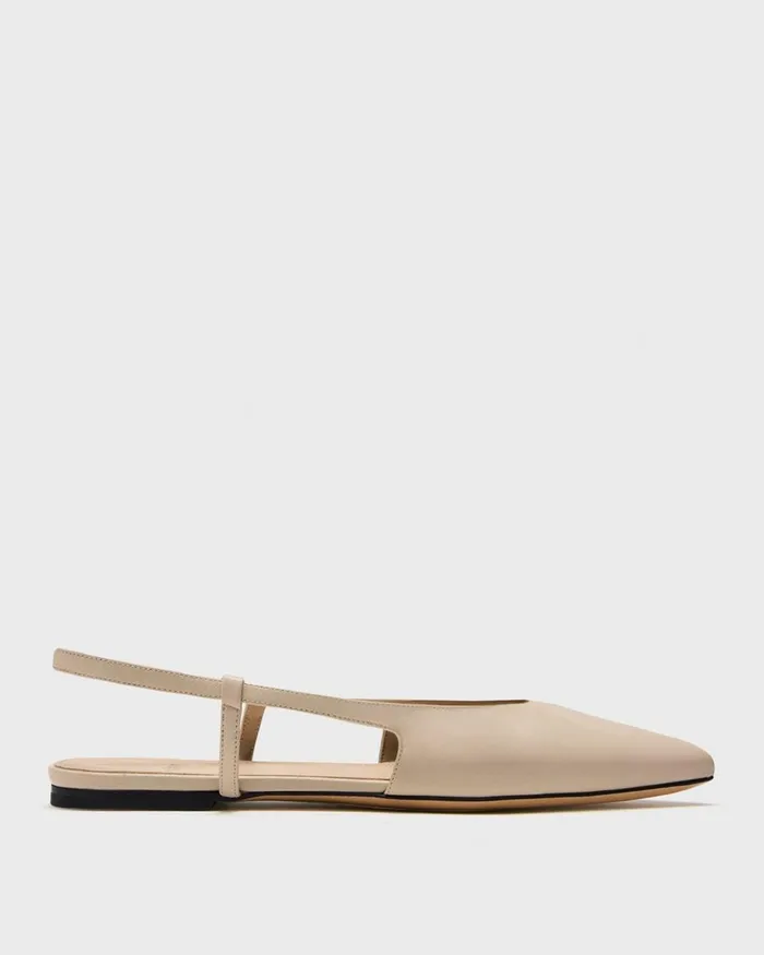 Women Shoes Theory Slingback Flat In Leather Light Nude