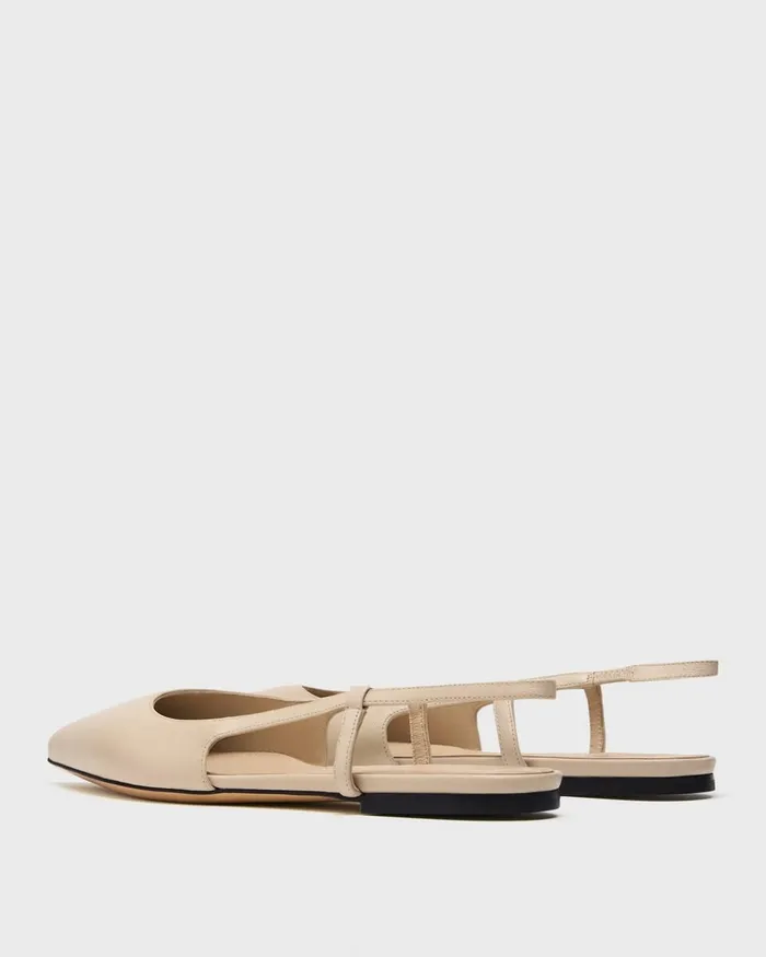 Women Shoes Theory Slingback Flat In Leather Light Nude