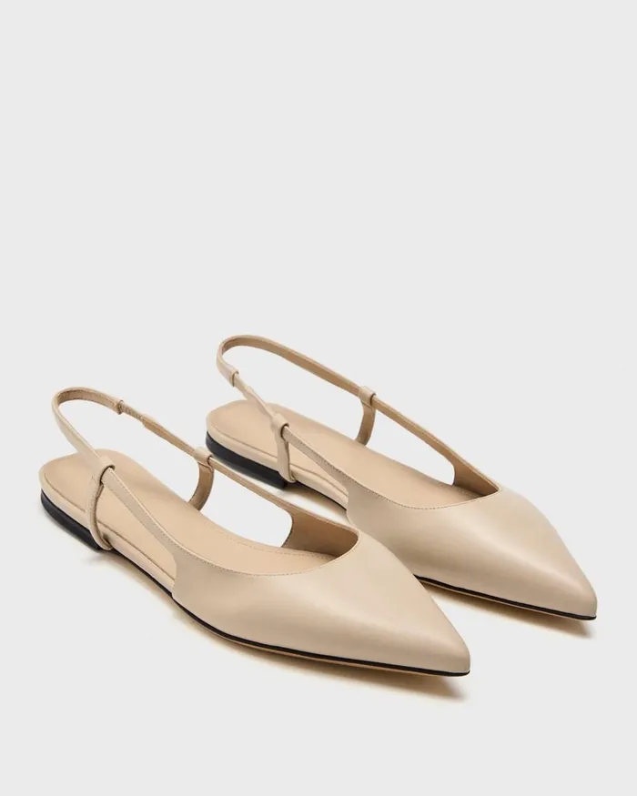 Women Shoes Theory Slingback Flat In Leather Light Nude