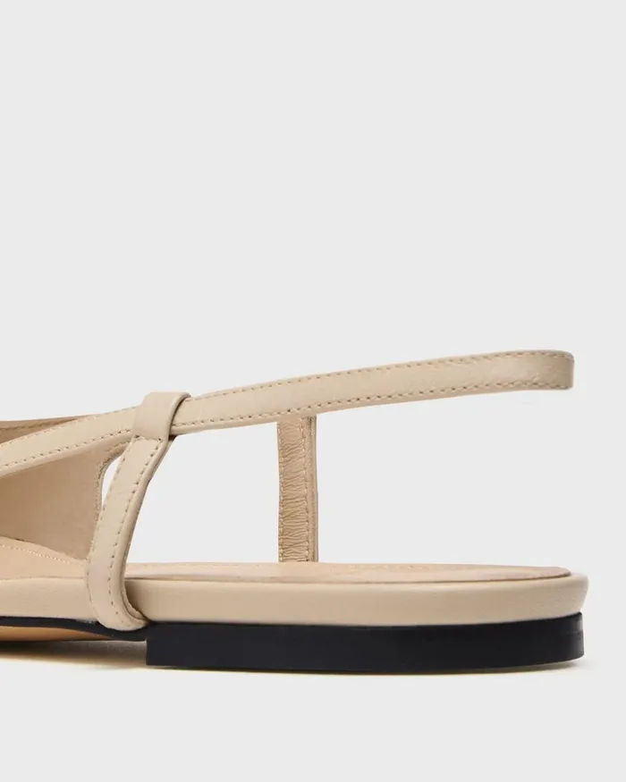 Women Shoes Theory Slingback Flat In Leather Light Nude