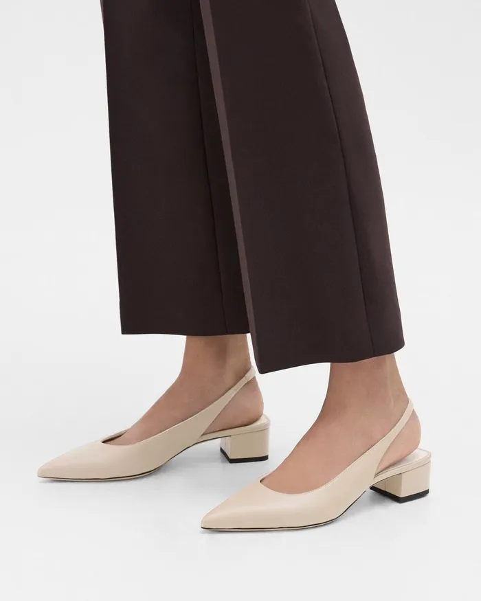 Women Shoes Theory Slingback Pump In Leather Light Nude