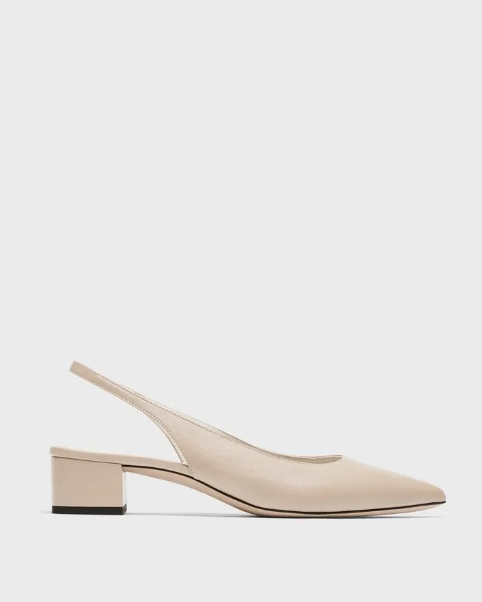 Women Shoes Theory Slingback Pump In Leather Light Nude