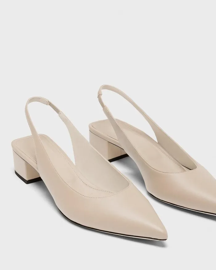 Women Shoes Theory Slingback Pump In Leather Light Nude