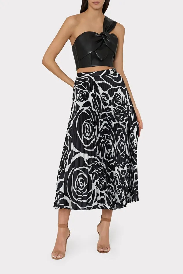 Women Skirts Milly Otha Black Rose Pleated Skirt Black Rose