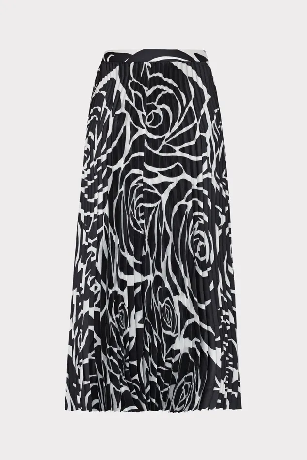 Women Skirts Milly Otha Black Rose Pleated Skirt Black Rose