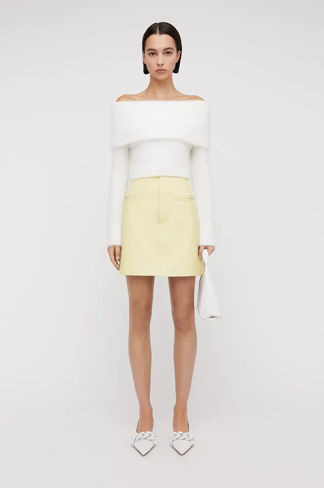 Women Skirts Scanlan Theodore LEATHER MINI SKIRT LEMON Women Skirts Scanlan Theodore LEATHER MINI SKIRT LEMON