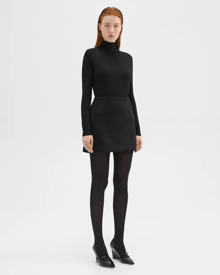 Women Skirts Theory HighWaist Mini Skirt In DoubleFace WoolCashmere Black