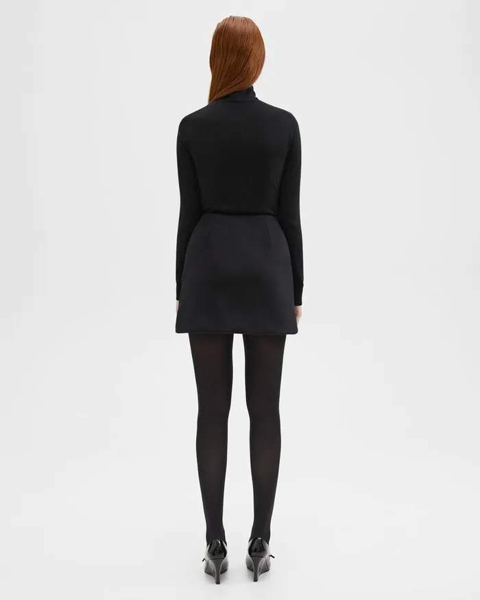 Women Skirts Theory HighWaist Mini Skirt In DoubleFace WoolCashmere Black