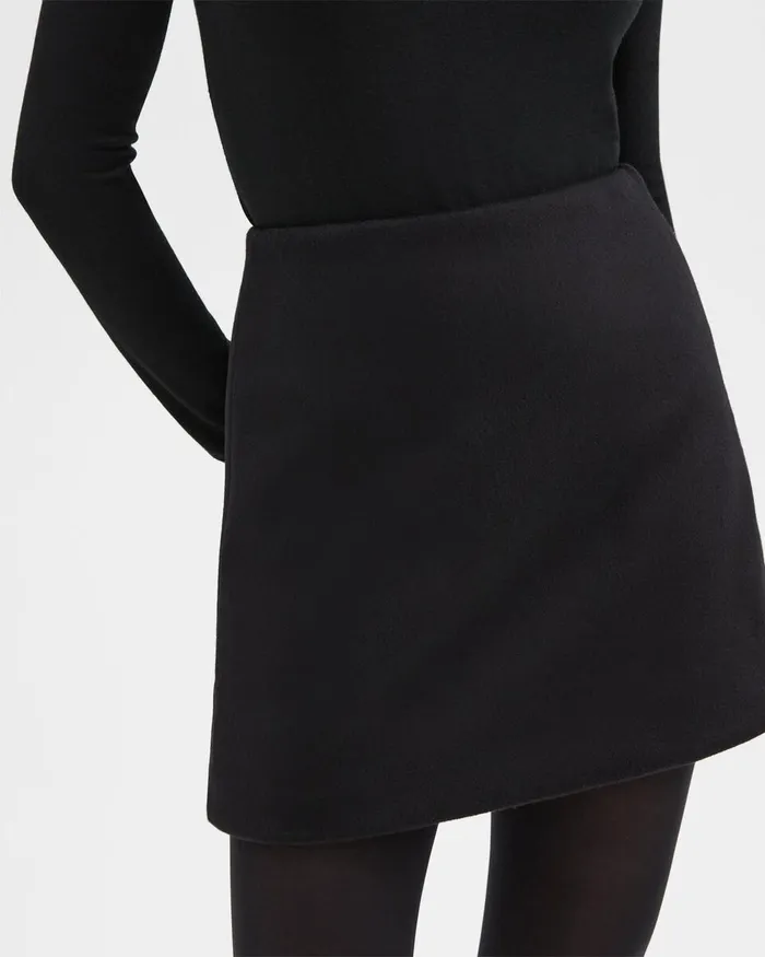 Women Skirts Theory HighWaist Mini Skirt In DoubleFace WoolCashmere Black