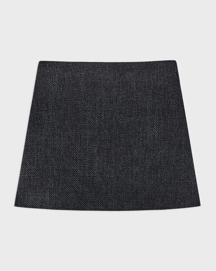 Women Skirts Theory HighWaist Mini Skirt In Tweed Charcoal Melange
