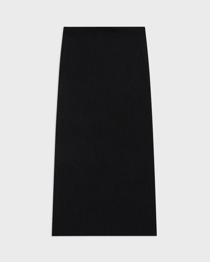Women Skirts Theory Midi PullOn Skirt In Felted WoolCashmere Black