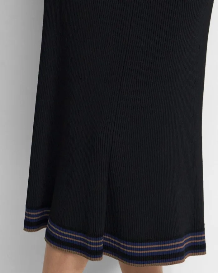 Women Skirts Theory PullOn Midi Skirt In Rib Knit Black Multi