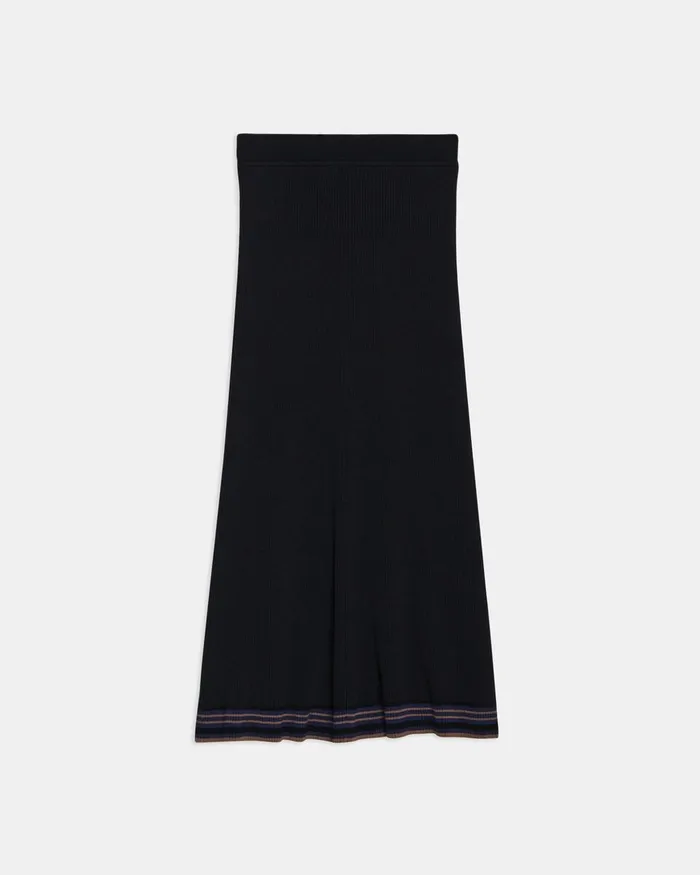 Women Skirts Theory PullOn Midi Skirt In Rib Knit Black Multi