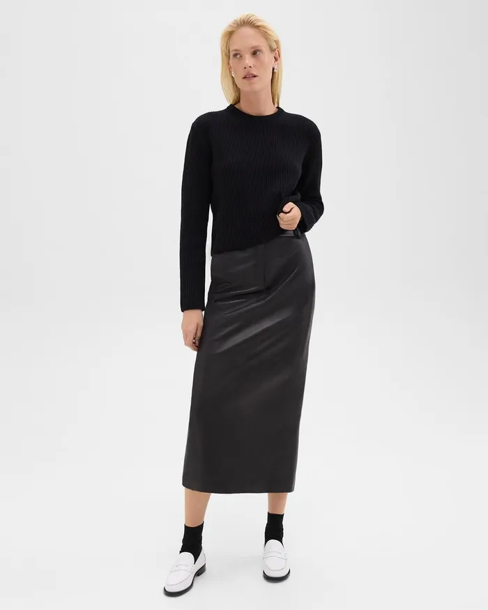 Women Skirts Theory Trouser Skirt In Leather Black