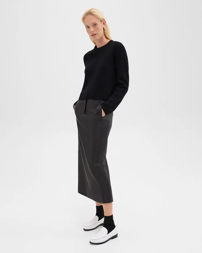 Women Skirts Theory Trouser Skirt In Leather Black