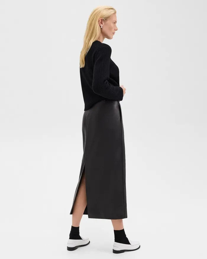 Women Skirts Theory Trouser Skirt In Leather Black