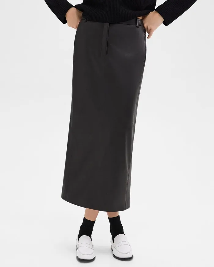 Women Skirts Theory Trouser Skirt In Leather Black