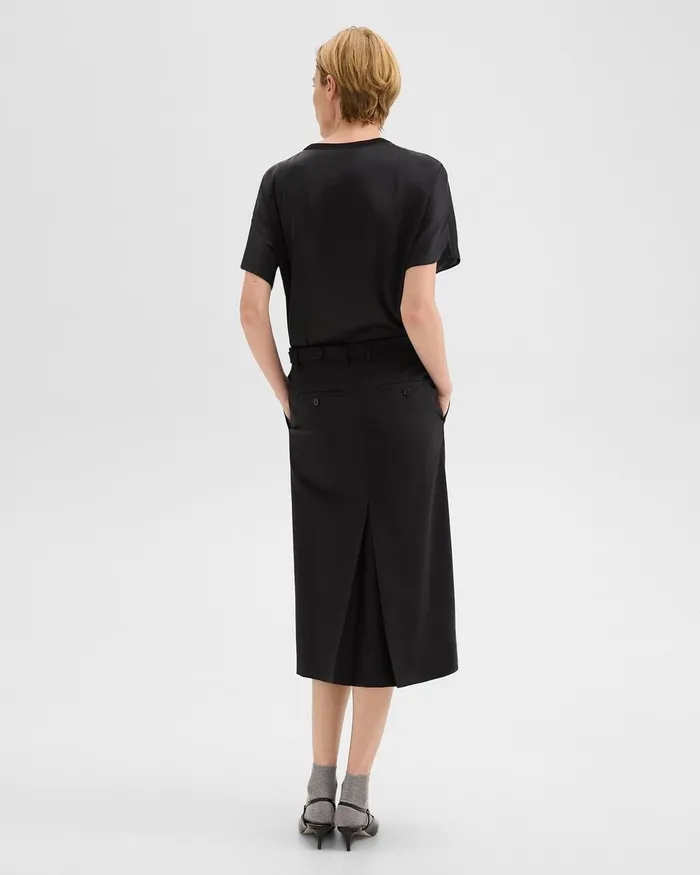 Women Skirts Theory Trouser Skirt In Wool Gabardine Black